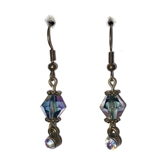 Handmade blue crystal pendant earrings - Picture 1 of 1